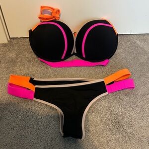 Victoria's Secret Black, Pink, and Orange Bikini